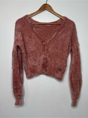 Twinset Milano Pink Soft Fuzzy Cardigan Sweater XS